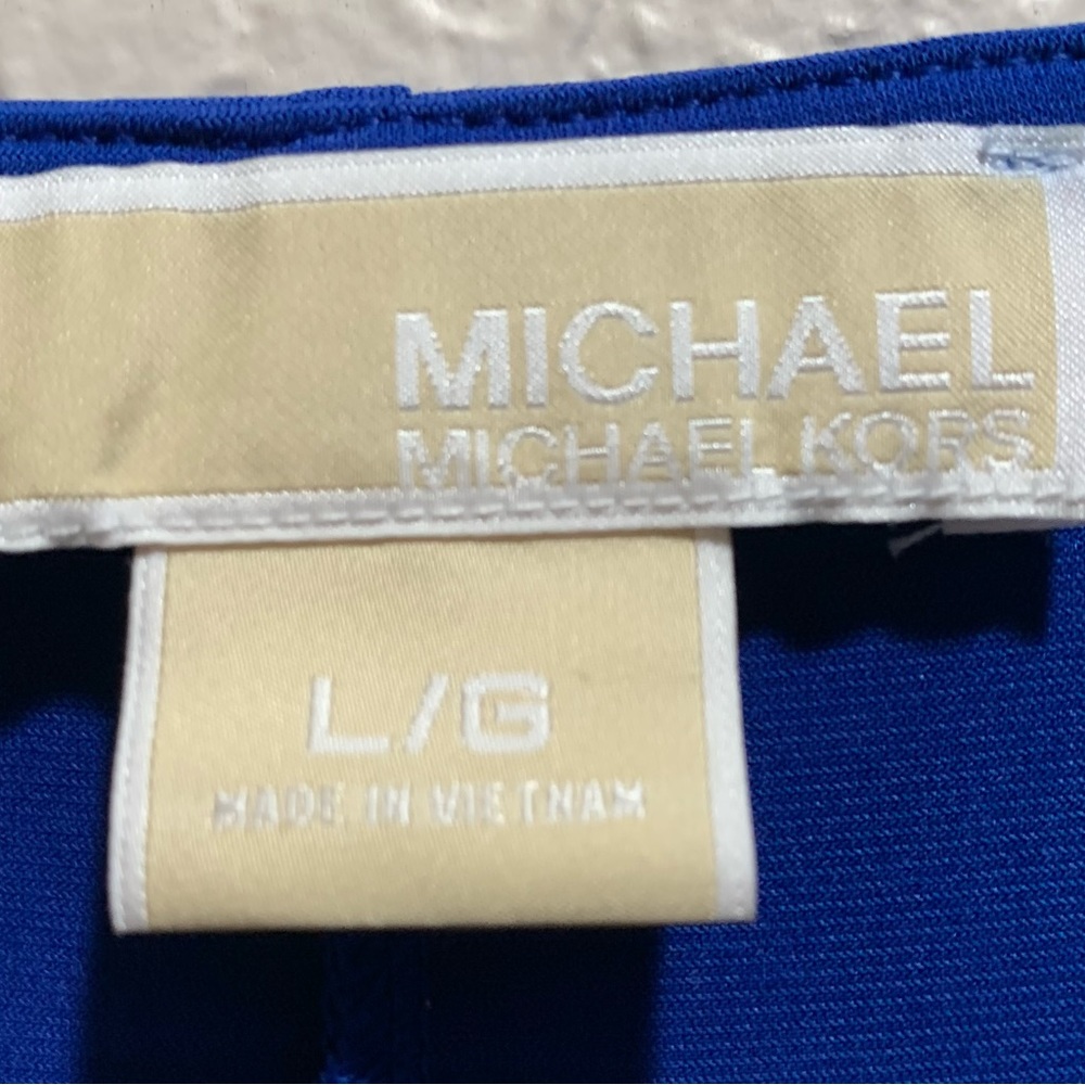New NWT blue Michael Kors dress with leather buckle straps in size Large - Picture 2 of 5